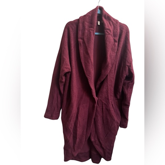 MOTH ANTHROPOLOGIE Boiled Wool Unstructured Coat Pockets Burgundy SZ MED EUC - Picture 11 of 12